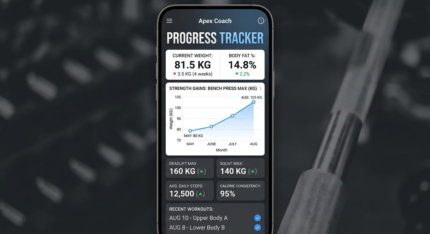 Apex Coach app showing strength progress tracking