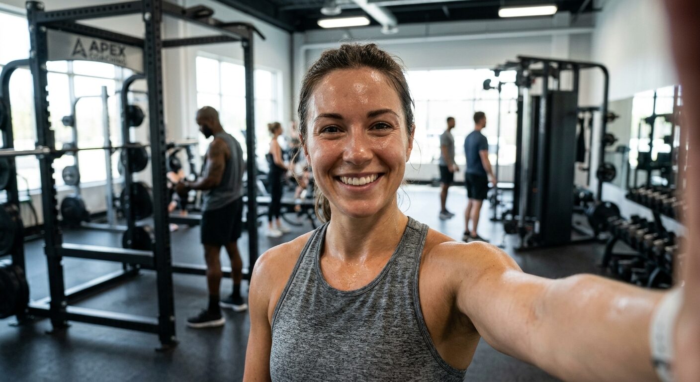 Apex Coaching client taking a selfie after a training session