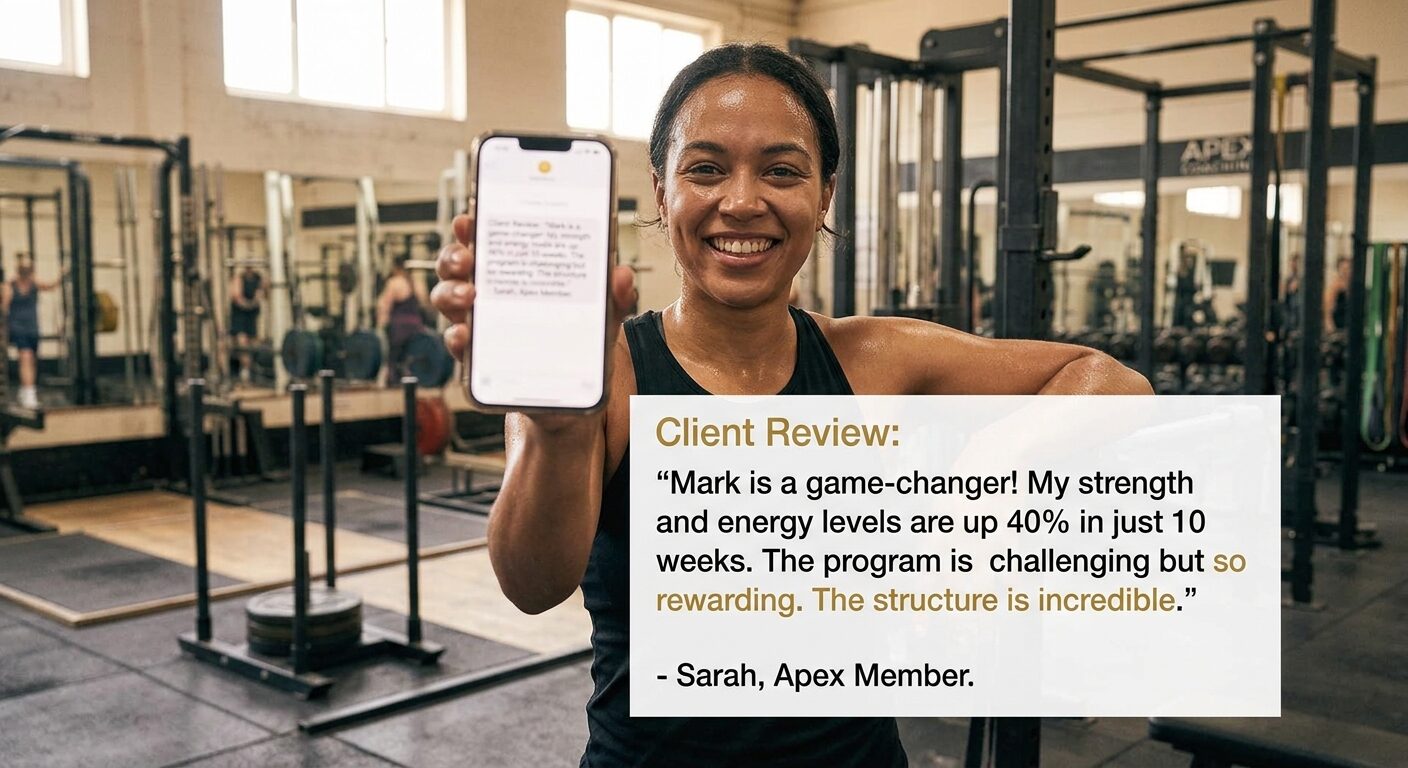 Client review: Mark is a game-changer, strength and energy up 40% in 10 weeks